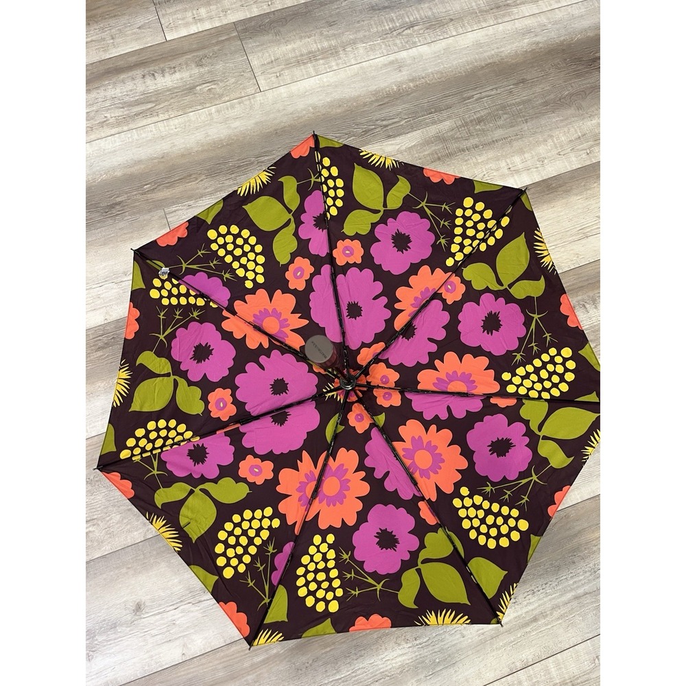 Umbrella Marimekko Kukkatori by Maija Isola Floral Green Pink Yellow Orange - Picture 5 of 16